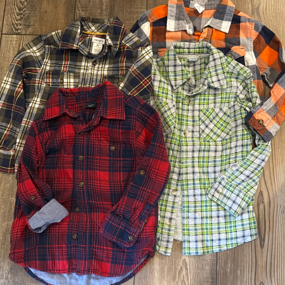 4T Plaid/Flannel Button Down Shirts